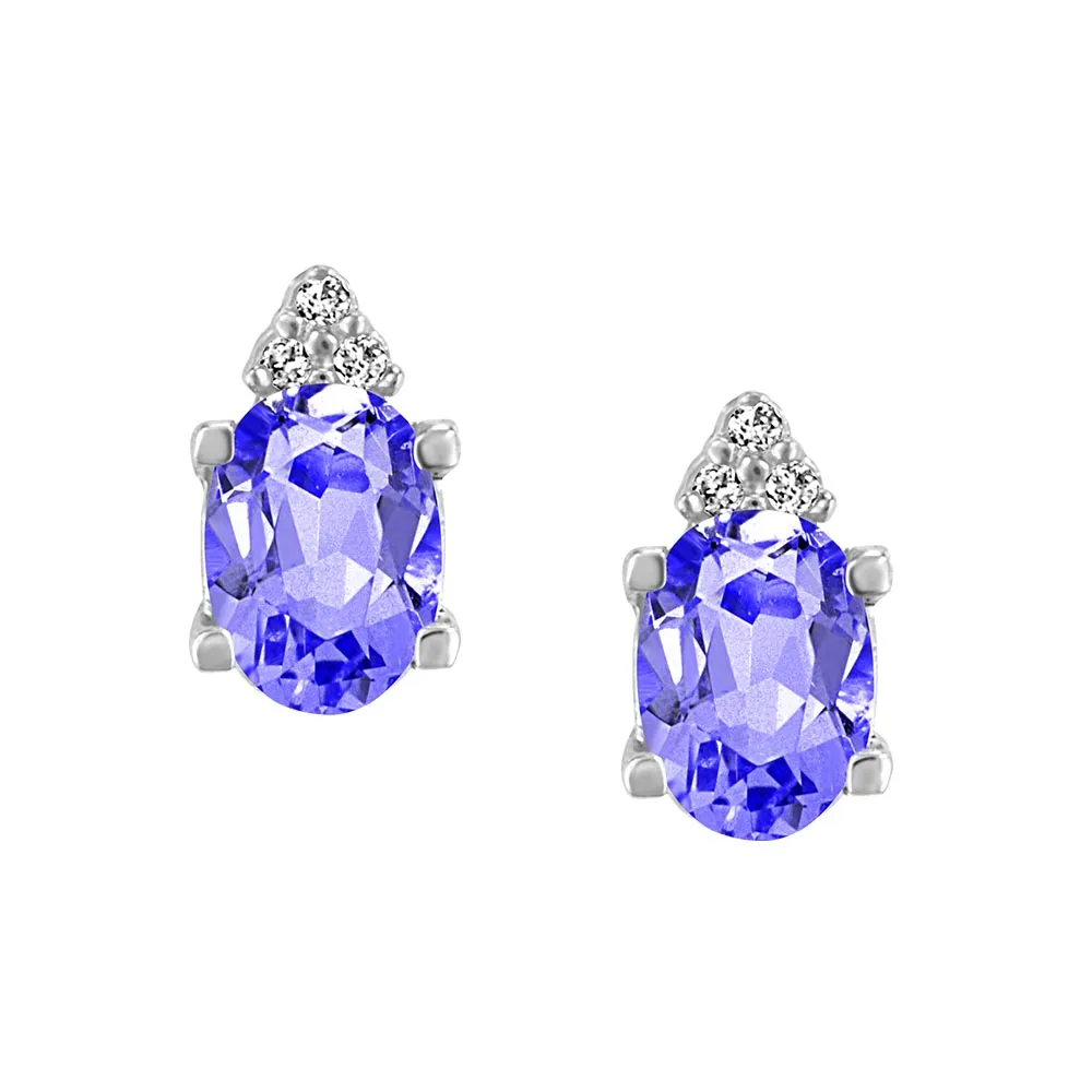 Earrings with Tanzanite and .01 Carat TW of Diamonds in 10kt White Gold