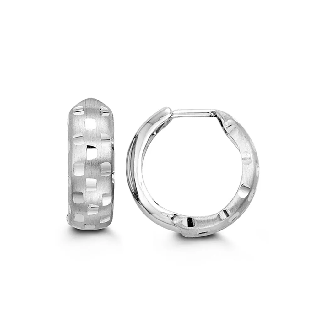 15MM Huggies Hoop Earrings 10kt White Gold