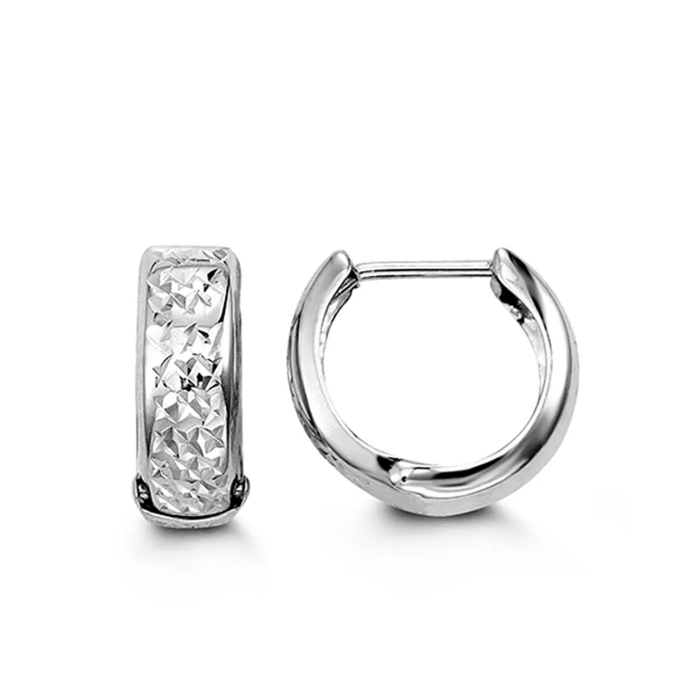 12MM Huggies Hoop Earrings 10kt White Gold