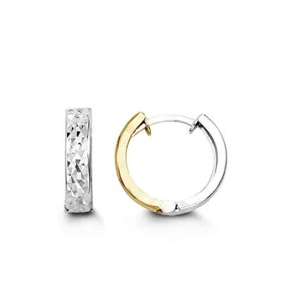 12MM Huggies Hoop Earrings in 10kt White and Yellow Gold