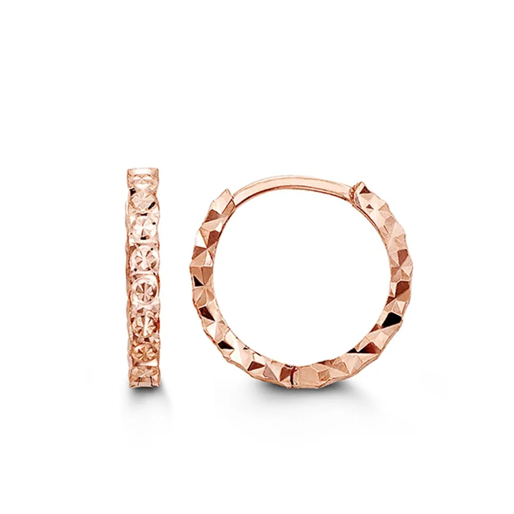 13MM Huggies Hoop Earrings 10kt Rose Gold