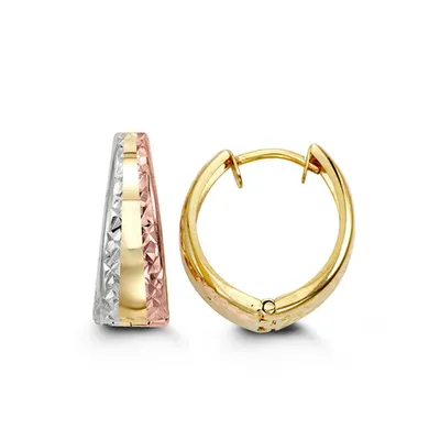 13MM Huggies Hoop Earrings in 10kt White Yellow and Rose Gold