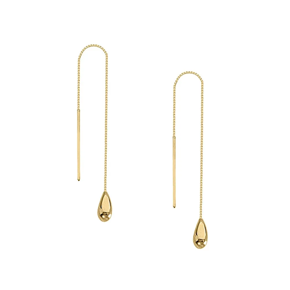 Tear Drop Threader Earrings in 14kt Yellow Gold