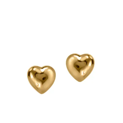 Heart Stud Earrings in 10kt Yellow Gold