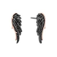 Enchanted Disney Maleficent Earrings with .17 Carat TW of Black Diamonds in Black Rhodium Plated Sterling Silver and 10kt Rose Gold