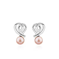 Earrings with Pearl and Cubic Zirconia in Sterling Silver