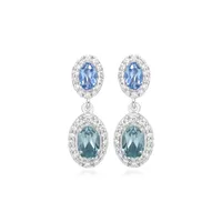 Earrings with Blue Topaz and Green Amethyst Sterling Silver