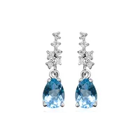 Earrings with Blue Topaz and Cubic Zirconia Sterling Silver