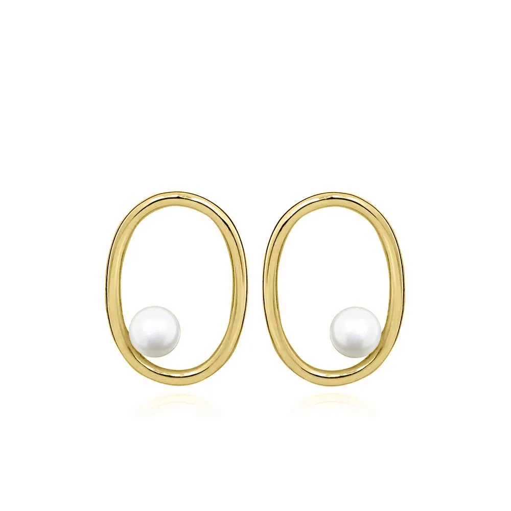 Earrings with Pearl in Gold Tone Sterling Silver