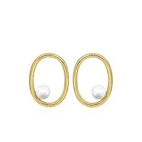 Earrings with Pearl in Gold Tone Sterling Silver