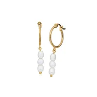 Huggies Drop Earrings with Pearl in Gold Plated Sterling Silver