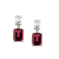 Estelle Earrings with Created Ruby and Cubic Zirconia in Sterling Silver