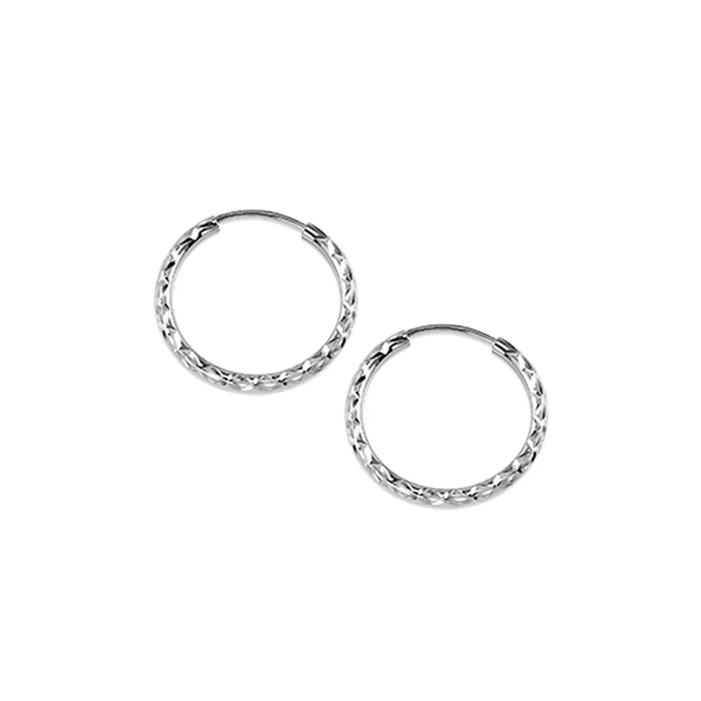 18MM Sleeper Hoop Earrings in 10kt White Gold