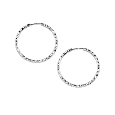 28MM Sleeper Hoop Earrings 10kt White Gold