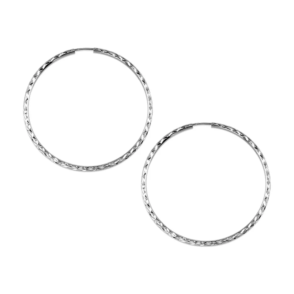 38MM Sleeper Hoop Earrings 10kt White Gold