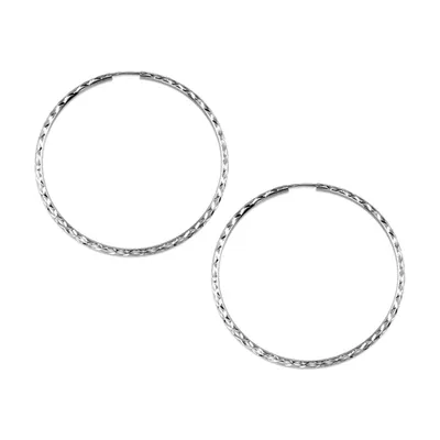 38MM Sleeper Hoop Earrings 10kt White Gold