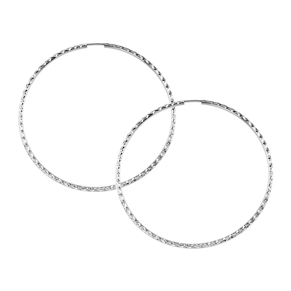 58MM Sleeper Hoop Earrings 10kt White Gold