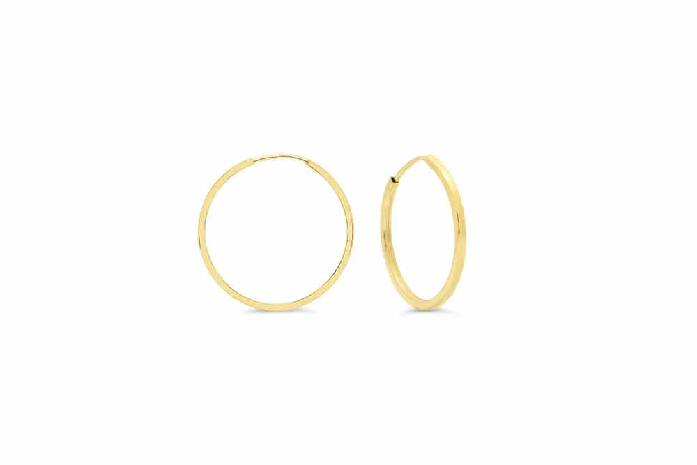 18MM Square Tube Sleeper Hoop Earrings 10kt Gold