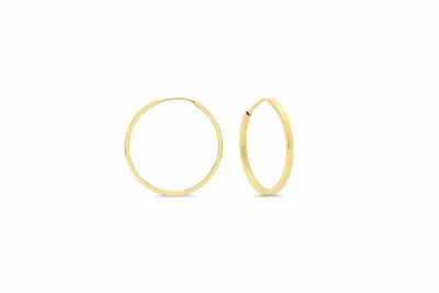 18MM Square Tube Sleeper Hoop Earrings 10kt Gold