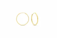 18MM Square Tube Sleeper Hoop Earrings 10kt Gold