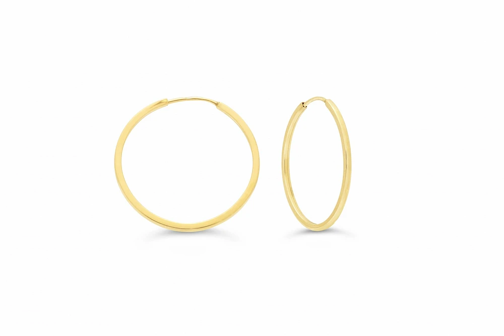 22MM Square Tube Sleeper Hoop Earrings in 10kt Yellow Gold