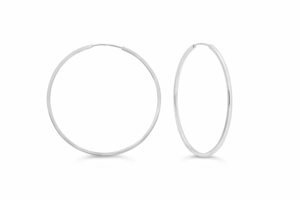 33MM Square Tube Sleeper Hoop Earrings in 10kt Gold