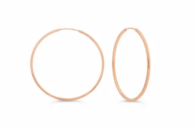 33MM Square Tube Sleeper Hoop Earrings 10kt Rose Gold