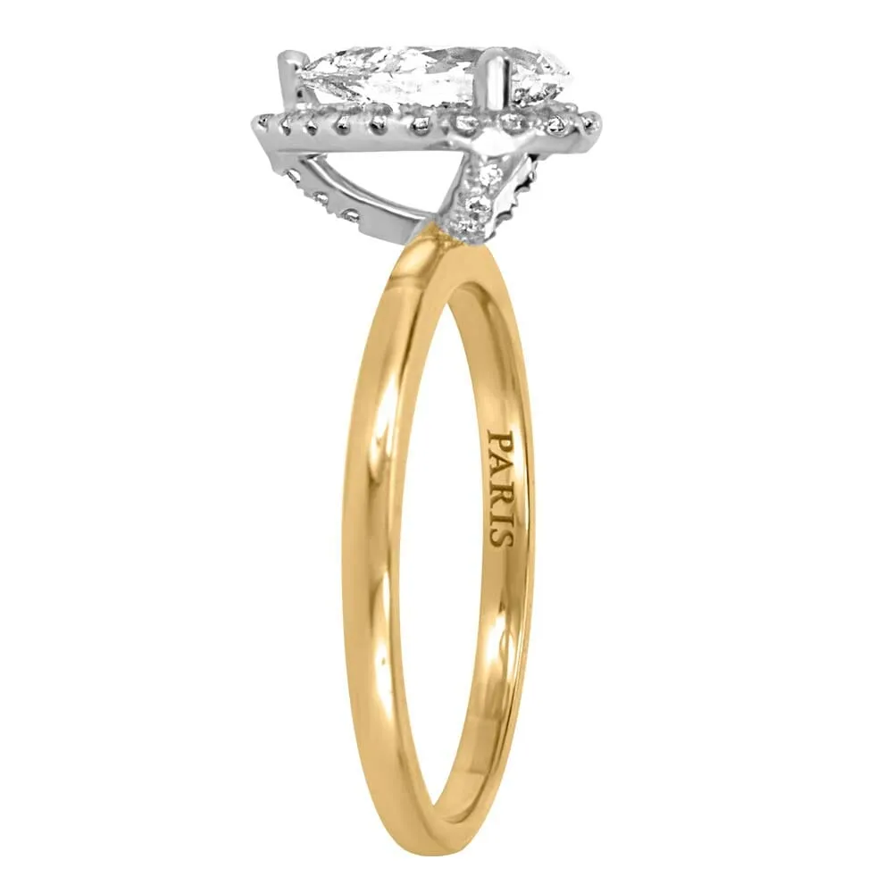 Eternal Wonder Pear Halo Engagement Ring with 1.17 Carat TW of Diamonds 18kt Yellow Gold