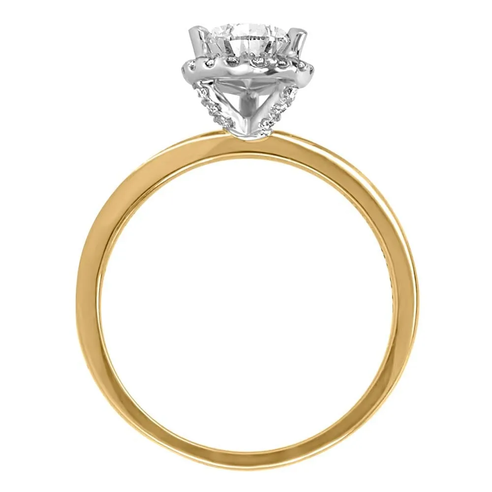 Eternal Wonder Pear Halo Engagement Ring with 1.17 Carat TW of Diamonds 18kt Yellow Gold