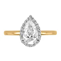 Eternal Wonder Pear Halo Engagement Ring with 1.17 Carat TW of Diamonds 18kt Yellow Gold