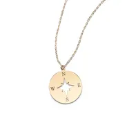 18″ Compass Necklace 14kt Yellow Gold