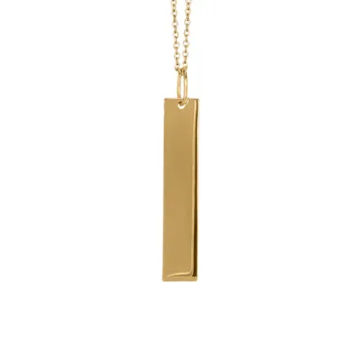 18″ Engraveable Vertical Nameplate Necklace 10kt Gold