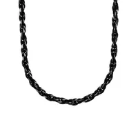 24″ Black Rope Chain Necklace in Stainless Steel