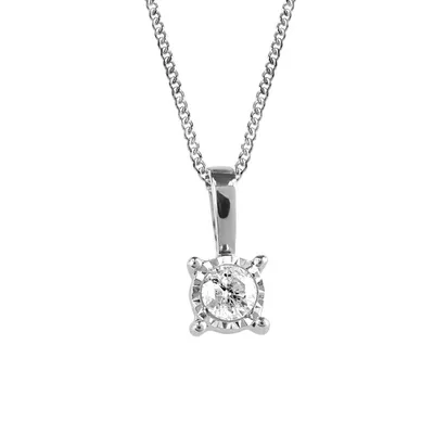 Illusion Set Pendant with Carat Diamond in 10kt White Gold with Chain