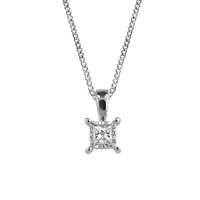 10KT White Gold CTW Princess Cut Illusion Set Diamond Pendant with Chain