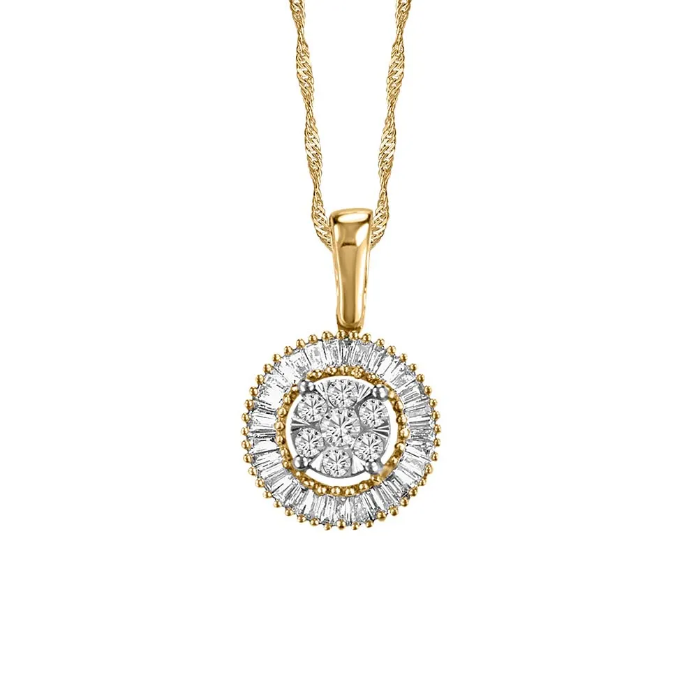 Circle Pendant with .25 Carat TW of Diamonds in 10kt Yellow Gold with Chain