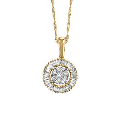 Circle Pendant with .25 Carat TW of Diamonds in 10kt Yellow Gold with Chain