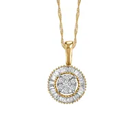 Circle Pendant with .25 Carat TW of Diamonds in 10kt Yellow Gold with Chain