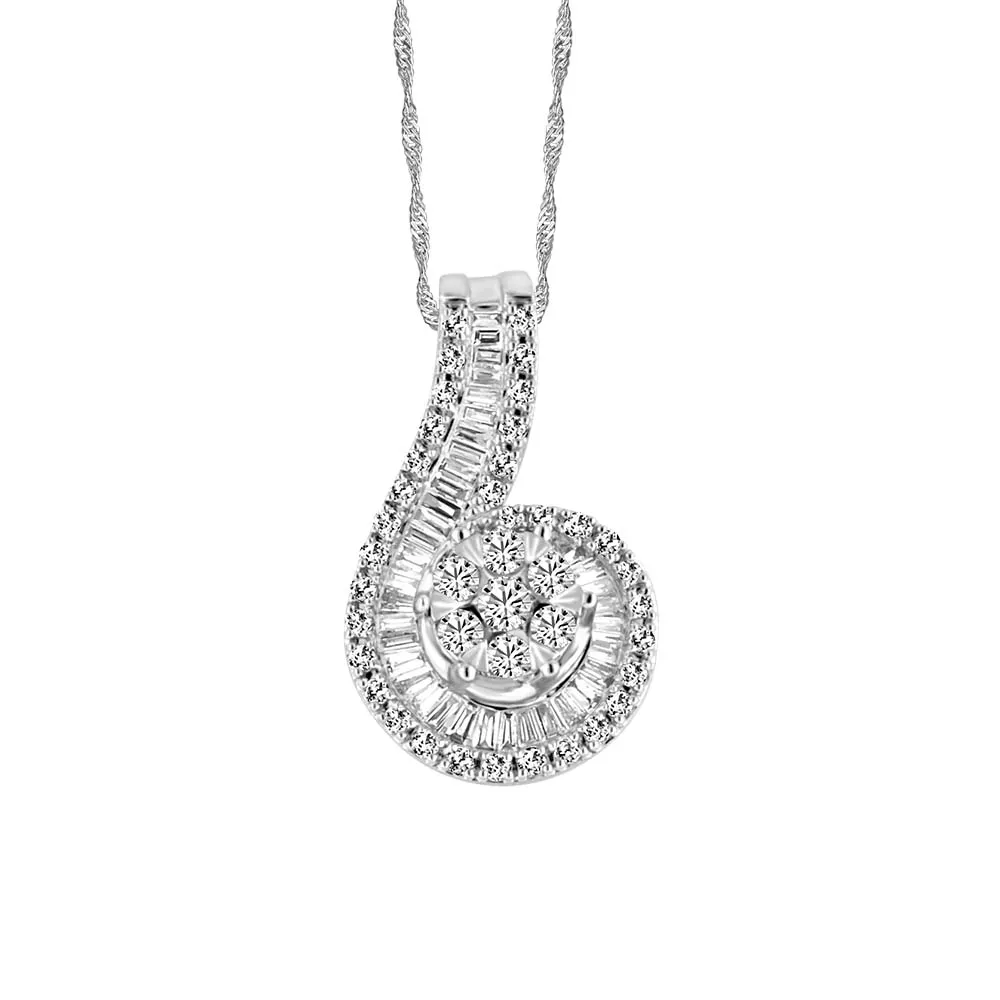 Pendant with .75 Carat TW of Diamonds 10kt White Gold Chain