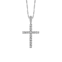 Cross Pendant with Carat TW of Diamonds 10kt White Gold Chain