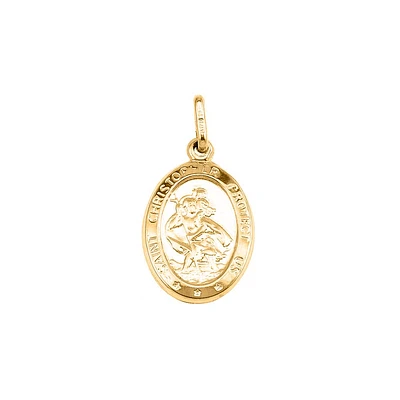 St Christopher Disc Pendant in 10kt Yellow Gold