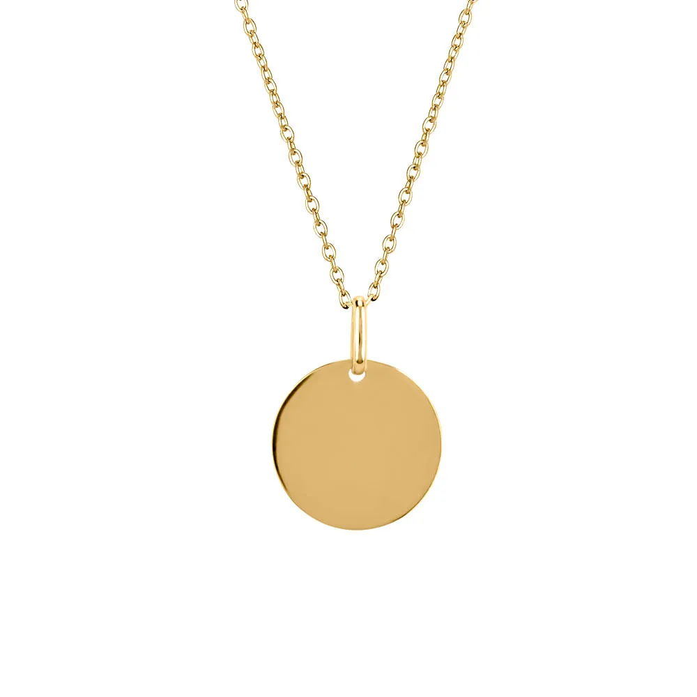 8MM Engravable Disc Pendant 10kt Yellow Gold with Chain