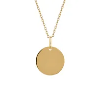 14MM Engravable Disc Pendant 10kt Gold with Chain