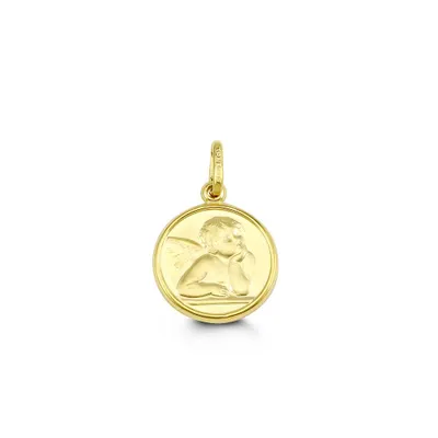 Angel Disc Pendant in 10kt Yellow Gold