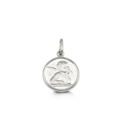 Angel Disc Pendant in 10kt White Gold