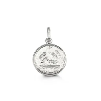 Baptism Disc Pendant 10kt White Gold