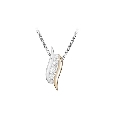 Pendant with Cubic Zirconia in Sterling Silver with Chain