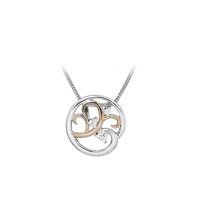 Circle Pendant with Cubic Zirconia Sterling Silver Chain