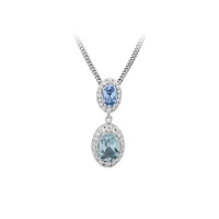 Pendant with Blue Topaz and Green Amethyst Sterling Silver Chain