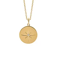 Starburst Pendant with .01 Carat TW of Diamonds Gold Plated Sterling Silver Chain